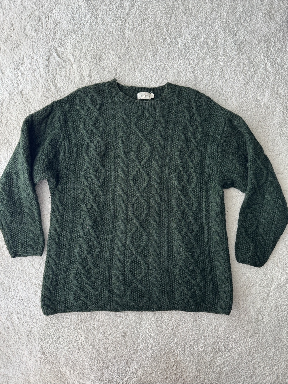 VINTAGE J Crew Sweater Green Oarsman Fisherman Cable Knit Wool